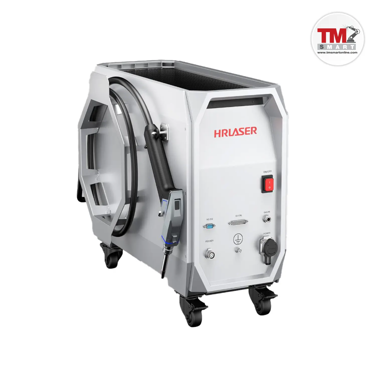 เครื่องเชื่อมเลเซอร์แบบพกพา หรือ Air Cooling Handheld Laser Welding Machine ยี่ห้อ HR Laser มีขนาดกำลังเลซอร์ตั้งแต่ 3000w / 4500w / 6000w พร้อมชุดฟีดลวด ป้อนลวด อัตโนมัติ น้ำหนักเบา